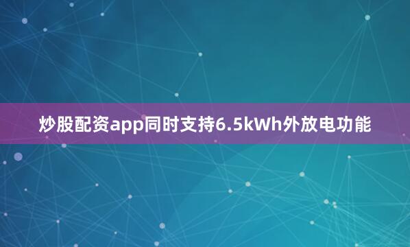 炒股配资app同时支持6.5kWh外放电功能