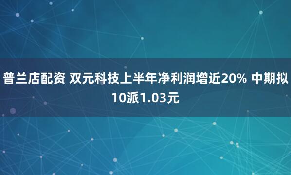 普兰店配资 双元科技上半年净利润增近20% 中期拟10派1.03元